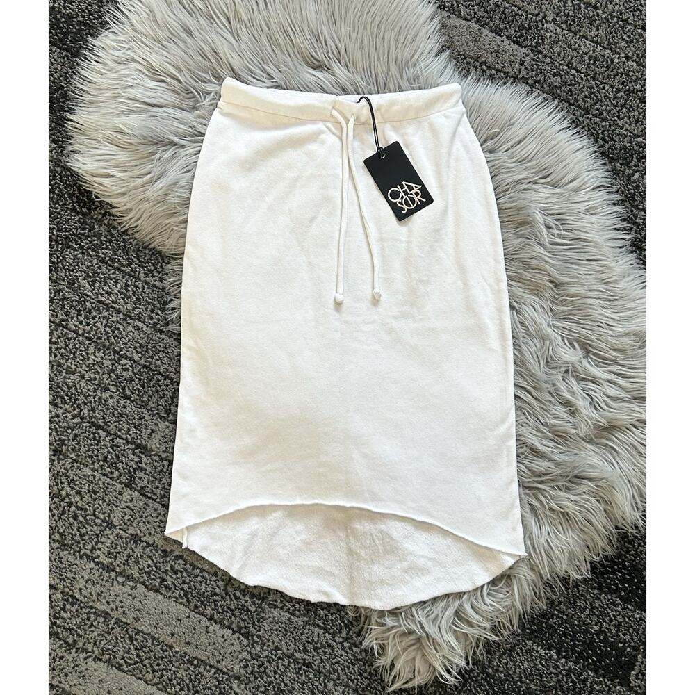Chaser White Cotton Fleece High Low Midi Skirt Size Small ($79)‎